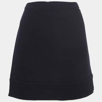 Pre Owned Versace Navy Blue Wool Knit Mini Skirt S
