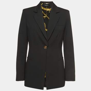 Pre Owned Versace Black Wool Single-Button Blazer S