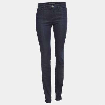 Pre Owned Versace Dark Blue Stretch Denim Skinny Jeans M Waist 28"