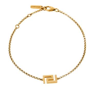 Pre Owned Versace Greek Key Motif 18K Yellow Gold Bracelet
