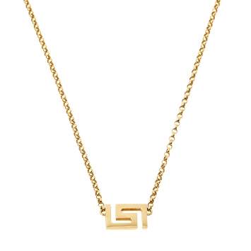 Pre Owned Versace Greek Key Motif 18K Yellow Gold Necklace