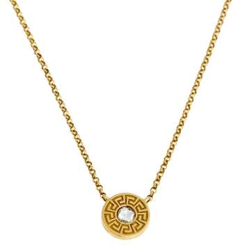 Pre Owned Versace Greca Diamond 18k Yellow Gold Chain Necklace