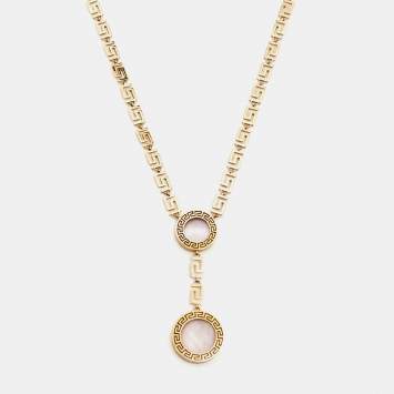 Pre Owned Versace Greca Mother of Pearl 18k Yellow Gold Necklace