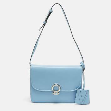 مملوكة مسبقًا Versace Light Blue Leather DV One Shoulder Bag