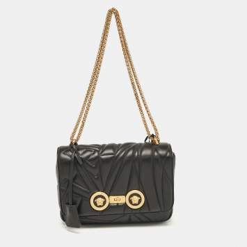 Pre Owned Versace Black Quilted Leather Icon Shoulder Bag