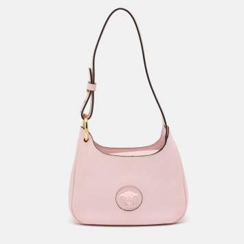 Pre Owned Versace Light Pink Leather La Medusa Shoulder Bag