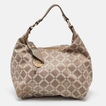 Versace Metallic Signature Canvas and Leather Palazzo Charm Hobo