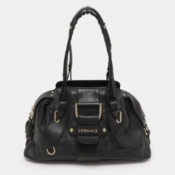 Pre Owned Versace Black Leather Satchel