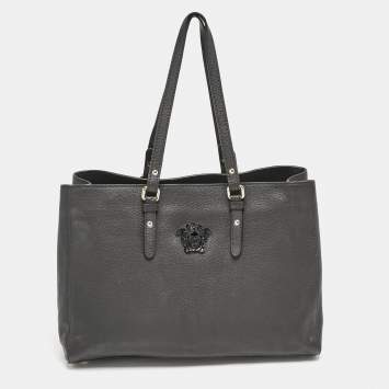 Versace Black Leather La Medusa Tote
