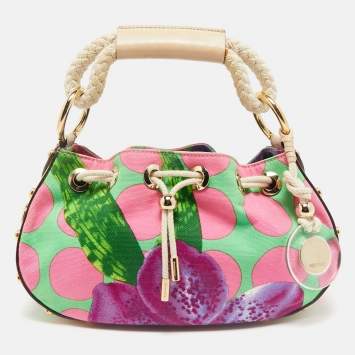 Versace Multicolor Printed Canvas Drawstring Shoulder Bag 