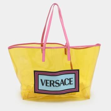Versace Yellow/Pink Clear PVC Logo Tote