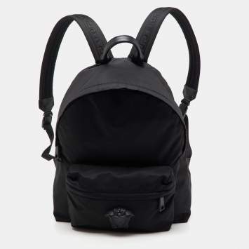 Pre Owned Versace Black Nylon La Medusa Backpack