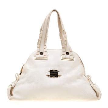 مملوكة مسبقًا Versace Bag Off White Leather Dome Satchel