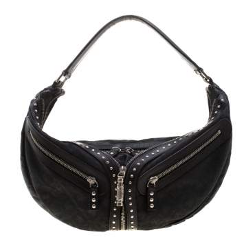 Pre Owned Versace Black Leather Hobo