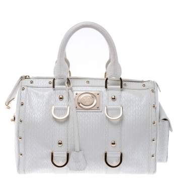 مملوكة مسبقًا Versace White Leather Studded Satchel