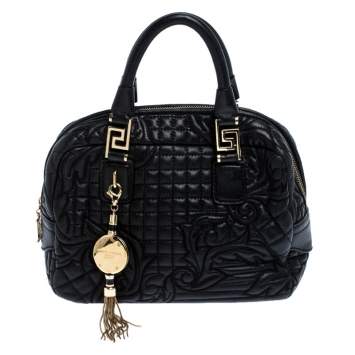 مملوكة مسبقًا Versace Black Leather Demetra Vanitas Satchel