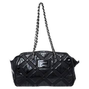 Pre Owned Versace Black Patent Leather Satchel