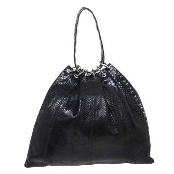 Pre Owned Versace Black Python Satchel 