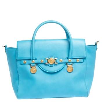 مملوكة مسبقًا Versace Blue Leather Medusa Medallion Satchel