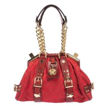 مملوكة مسبقًا Versace Red Signature Fabric and Leather Madonna Satchel