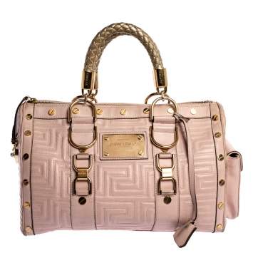 Pre Owned Versace Pink Quilted Leather Snap Out Of It Satchel