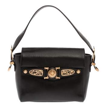 Pre Owned Versace Black Leather Medusa Shoulder Bag