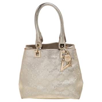 Pre Owned Versace Metallic Gold Leather Tote