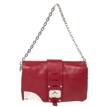 Pre Owned Versace Red Leather Shoulder Bag