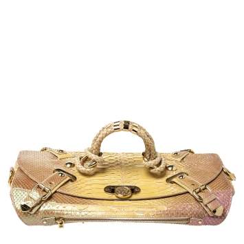 Pre Owned Versace Tricolor Glazed Python Canyon Top Handle Bag
