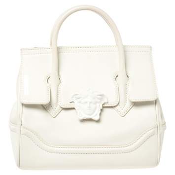 Pre Owned Versace White Leather Palazzo Empire Tote