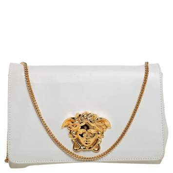 Pre Owned Versace White Leather Medusa Sultan Shoulder Bag