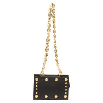 Pre Owned Versace Black Leather Medusa Studded Chain Shoulder Bag