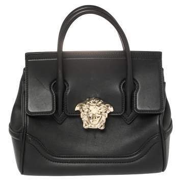 Pre Owned Versace Black Leather Palazzo Empire Tote