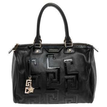 Pre Owned Versace Black Leather Satchel