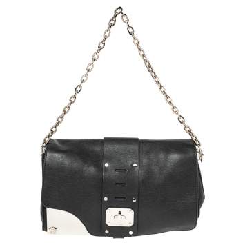 Pre Owned Versace Black Leather Stardust Shoulder Bag