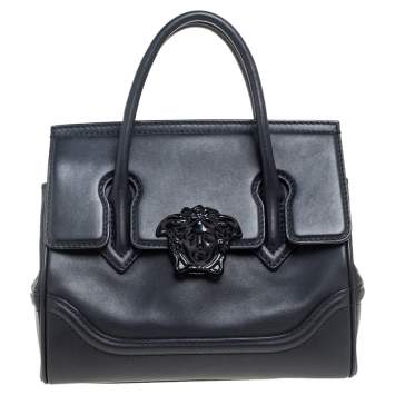 Pre Owned Versace Black Leather Palazzo Empire Tote
