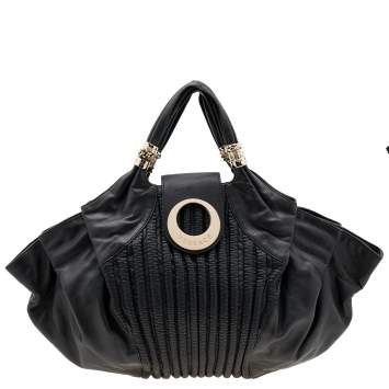 مملوكة مسبقًا Versace Black Soft Leather Hobo