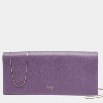 Pre Owned Giorgio Armani Purple Leather Chain Clutch