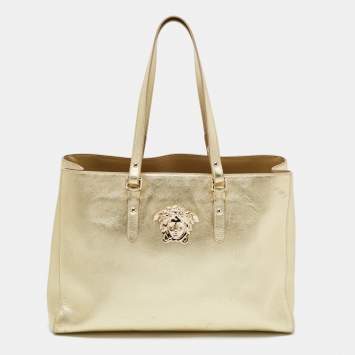 Pre Owned Versace Gold Leather Palazzo Medusa Tote