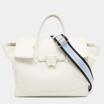 مملوكة مسبقًا Versace White Leather Medusa Palazzo Empire Tote 