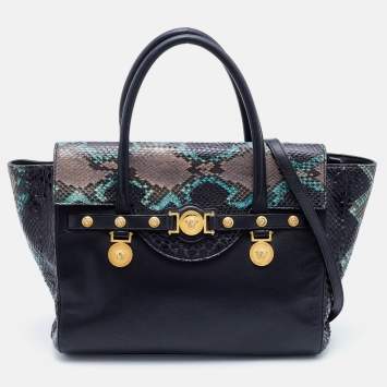 مملوكة مسبقًا Versace Multcolor Leather and Python Medusa Medallion Tote