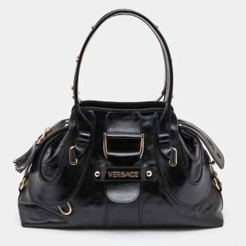 Pre Owned Versace Black Patent Leather Satchel  