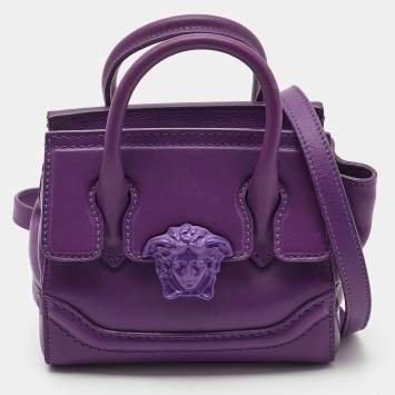 Pre Owned Versace Purple Leather Mini Medusa Empire Tote