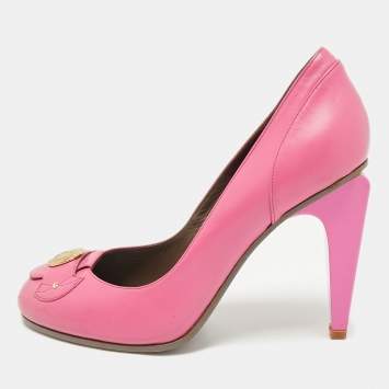 Versace Pink Leather Medusa Pumps Size 38