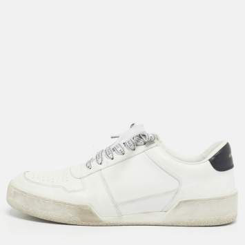 Pre Owned Versace White Leather llus Low Top Sneakers Size 40.5
