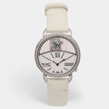 Pre Owned Versace White Krios Stainless Steel Women's Wristwatch 38 mm