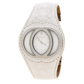 Pre Owned Versace White Stainless Steel Eclissi 74Q Women's Wristwatch 39 mm