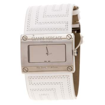 Pre Owned Gianni Versace Silver Stainless Steel V-Couture 71O Women's Wristwatch 40MM