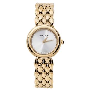 Pre Owned Versace Gold Tone Stainless Steel V-Flare VEBN Women's Wristwatch 28 mm
