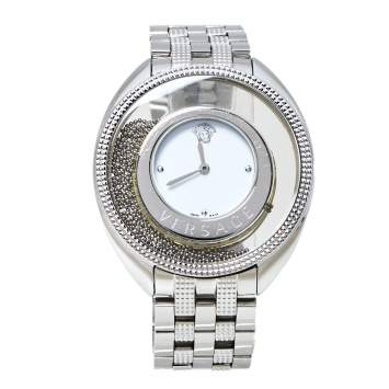 Pre Owned Versace White Stainless Steel Destiny Spirit 86Q Women's Wristwatch 39 mm